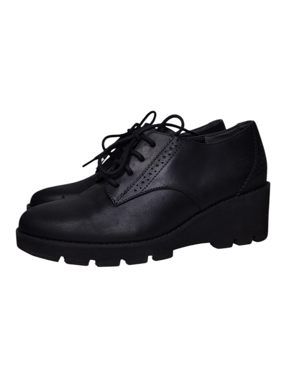 Vionic Anaheim Black Lace-Up Wedge Derby Oxfords Sz 7.5
